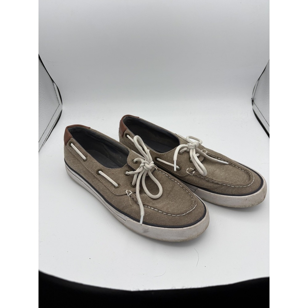 Tommy Hilfiger Shoes Mens Size 7.5 Beige Canvas Boat Deck Sneakers Nautical‎